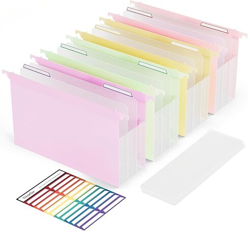 ThinkTex مجلدات ملفات معلقة بلاستيكية ذات سعة إضافية، 4.72 بوصة 8 عبوات معززة قابلة للتوسيع حجم الحروف، جيب الأكورديون مع فواصل متحركة، شديد التحمل لخزانة الملفات، المكتب المنزلي in Kuwait