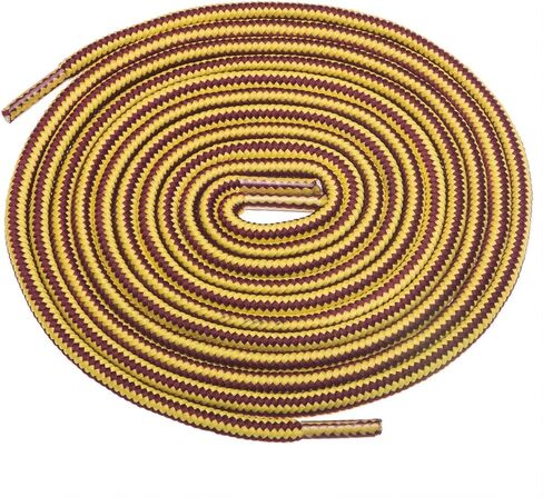 أربطة أحذية دائرية سميكة وشديدة التحمل مقاس 1/5 بوصة من خشب البتولا للأحذية طويلة الرقبة وأحذية المشي لمسافات طويلة. (63 بوصة (161 سم) -L، أصفر/بني) in Kuwait