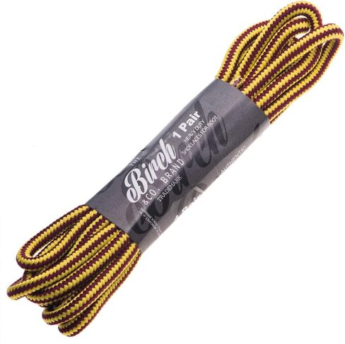 أربطة أحذية دائرية سميكة وشديدة التحمل مقاس 1/5 بوصة من خشب البتولا للأحذية طويلة الرقبة وأحذية المشي لمسافات طويلة. (63 بوصة (161 سم) -L، أصفر/بني) in Kuwait