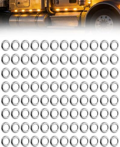 3/4" Round Stainless Steel Trim Ring Chrome Bezel Compatible with 3/4" Accent Marker Lights and All 3/4 Inch Round Marker Clearance Lights, 100PCS in Kuwait