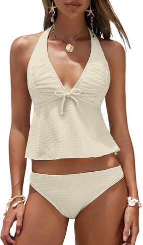 المرأة Tankini المايوه محكم الخامس الرقبة الذاتي التعادل بِدل السباحة القوس عقدة عالية الساق ثونغ الشاطئ عطلة ثوب السباحة in Kuwait