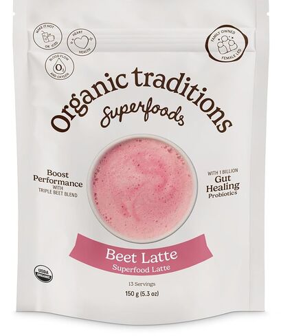 Organic Traditions Beet Latte with Fermented Beetroot | Instant Dairy Free Superfood Latte for Energy | Pink Drink Instant Tea Latte | 150g/5.3oz Bag in Kuwait