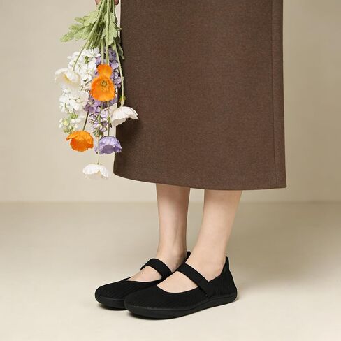 Women's Mary Jane Flats - Knit Ballet Shoes with Wide Toe Box & Round Toe, Comfortable Slip-On Dressy Casual Office Flats for Women in Kuwait