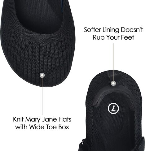 Women's Mary Jane Flats - Knit Ballet Shoes with Wide Toe Box & Round Toe, Comfortable Slip-On Dressy Casual Office Flats for Women in Kuwait