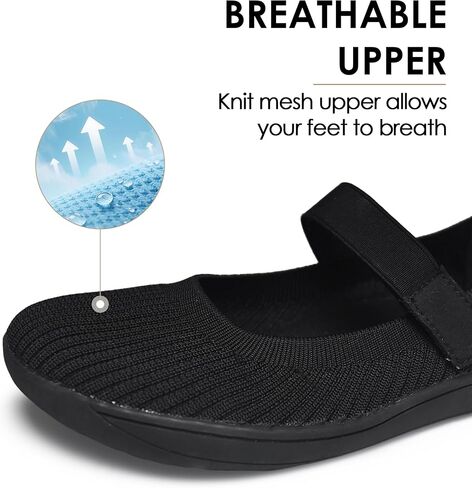 Women's Mary Jane Flats - Knit Ballet Shoes with Wide Toe Box & Round Toe, Comfortable Slip-On Dressy Casual Office Flats for Women in Kuwait