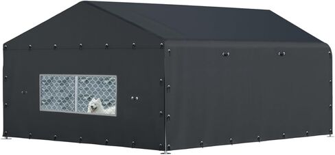 Kennel Fence Cover Suitable for 10'W x 10'L Outdoor Kennels, with Multiple Elasticized Ball Cords, Made of 600D Waterproof Oxford Fabric, Kennel Side Cover for Winter. in Saudi Arabia