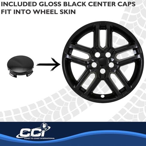 Wheel Cover Fits Ford Explorer Active 2025-2026 IMPOSTOR﻿ Set of 4 Wheel Skins 18 Inch Diameter 5 U Spoke Gloss Black Painted ABS Plastic Snap-On Installation in Saudi Arabia