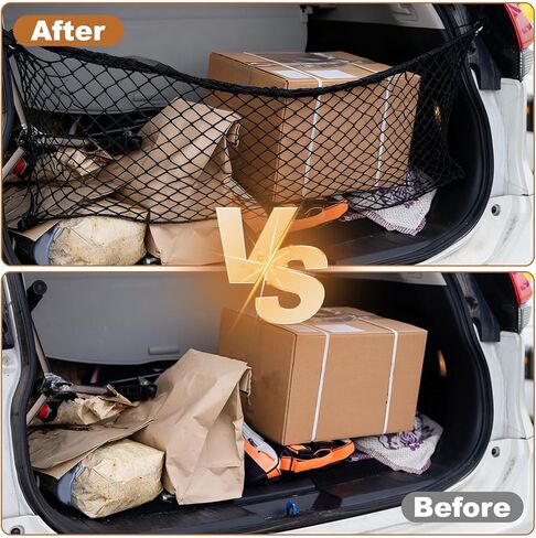 PATIKIL Truck Cargo Net, 39 x 12 Inch Polyester Adjustable Trunk Bed Net Stretchable Mesh Storage Organizer with 8 Hooks Universal for Pickup Trucks SUV Cars, Black in Saudi Arabia