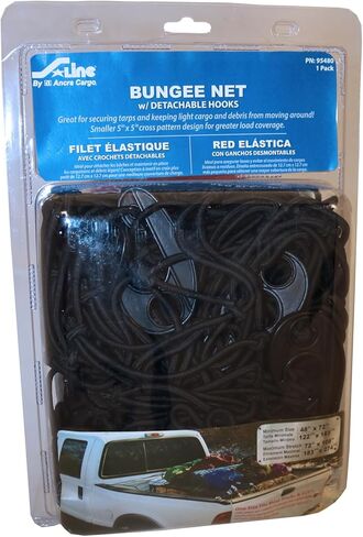 Ancra Cargo Bungee Pickup Truck Cargo Net with Detachable Hooks, 5" x 5" Cross Pattern, One-Size-Fits-Most Pickup Trucks (Min. Size 48" x 72" & Max. Size 72" x 108") in Kuwait