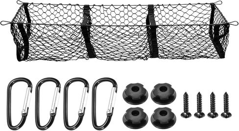 PATIKIL Truck Cargo Net, 39 x 12 Inch Polyester Adjustable Trunk Bed Net Stretchable Mesh Storage Organizer with 8 Hooks Universal for Pickup Trucks SUV Cars, Black in Saudi Arabia