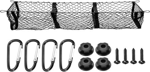 PATIKIL Truck Cargo Net, 39 x 12 Inch Polyester Adjustable Trunk Bed Net Stretchable Mesh Storage Organizer with 8 Hooks Universal for Pickup Trucks SUV Cars, Black in Saudi Arabia