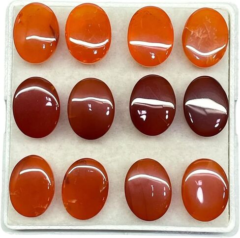 12 Pcs Natural Carnelian 16x12mm Oval Cabochon Loose Gemstones Whoelsale Lot in Saudi Arabia