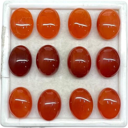 12 Pcs Natural Carnelian 16x12mm Oval Cabochon Loose Gemstones Whoelsale Lot in Saudi Arabia