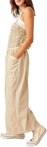 Free People Forever Always Cotton Wide Leg Jumpsuit in Beached Sand Size M in Saudi Arabia