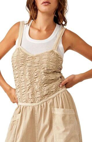 Free People Forever Always Cotton Wide Leg Jumpsuit in Beached Sand Size M in Saudi Arabia