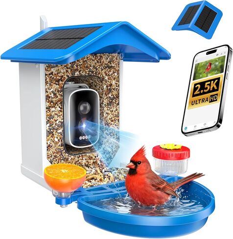 isYoung Smart Bird Feeder with Camera, AI Identifies 16,000+ Birds, Solar Powered, 2.5K HD, Auto Capture & Notify, Ideal Gift for Bird Lovers in Kuwait