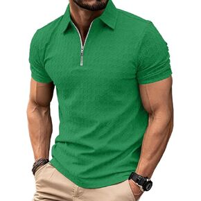 Men's Waffle Polo Shirts Short Sleeve V Neck Casual Lightweight Tops Summer Slim Fit Golf Shirts with Pocket 2026 in Saudi Arabia