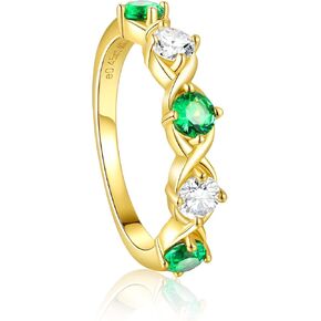 خواتم زفاف نسائية مكونة من خمسة أحجار مويسانيتي/زمرد نصف الأبدية مع فضة استرلينية 925|1 قيراط مطلي بالذهب 5 أحجار ألماس خاتم الذكرى السنوية للخطوبة للزوجة الحبيب مقاس 5-11 in Kuwait