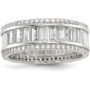 Diamond2Deal 925 الرغيف الفرنسي من الفضة الاسترليني وخاتم الخلود من الزركونيا المكعب المستدير in Kuwait