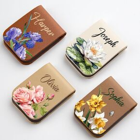 علامة مرجعية مغناطيسية مخصصة، علامة مرجعية جلدية مخصصة على شكل زهرة ميلاد مع الاسم، هدية فريدة لمحبي الكتب، ملحقات كتب أعياد الميلاد وعيد الميلاد in Kuwait