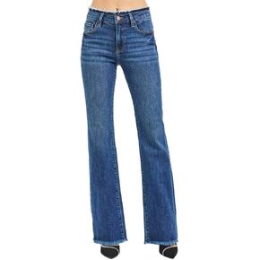 Risen Mid Rise Bootcut Frayed Waistband 32.5" Inseam Jeans- Ivory Gem in Saudi Arabia