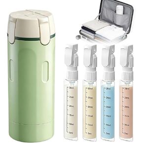 زجاجة سفر 4 في 1، زجاجات سفر لمستلزمات الزينة، قابلة لإعادة الملء، مقاومة للتسرب ومحمولة، مناسبة لتخزين الشامبو وجل الاستحمام ومنظفات الغسيل، مناسبة للسفر والتخييم وصالة الألعاب الرياضية (أخضر) in Kuwait