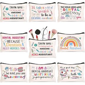 8 Pcs Dental Assistant Gifts for Women Dentist Gifts in Bulk Mothers Day, Birthday Christmas Gifts for Dental Assistant Ideas Cute Makeup Bag Makeup Pouch Cosmetic Bag (Dental Assistant) in Saudi Arabia