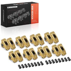 A-Premium 16Pcs Gold Aluminum Engine Roller Rocker Arms with Needle Bearings Compatible with Small Block Ford SBF 302, 1.6 Ratio, 3/8" Studs in Kuwait