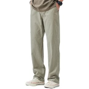 Men's Cotton Trousers Loose Wide Leg Elastic Waist Drawstring Summer Straight Thin Sports Pants with Pockets in Saudi Arabia