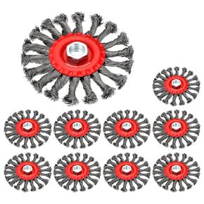 4.5 Inch Wire Wheel Brush for Grinder - 5 Pcs - Carbon Steel Knotted(0.02" Wire Size) Wire Wheel for Angle Grinder with 5/8"-11 Arbor - Good for Cleaning Rust Paint Abrasive(Red) in Kuwait