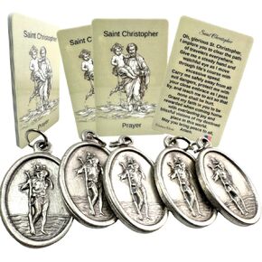 Westmon Works St Christopher Medal Set Italian Metal Medallions with USA Made Laminated Holy Card, Pack of 5 in Saudi Arabia