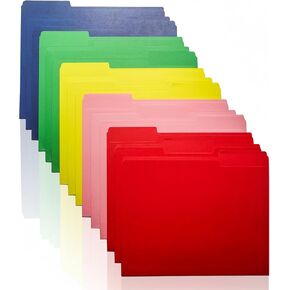 مجلدات ملفات ملونة 15 حزمة - 5 ألوان متنوعة - حجم الحروف، علامات تبويب 1/3 قطع - مجلدات ورقية - مجموعة ساطعة: أحمر، أخضر، أصفر، وردي، أزرق (مجموعة ساطعة) in Kuwait