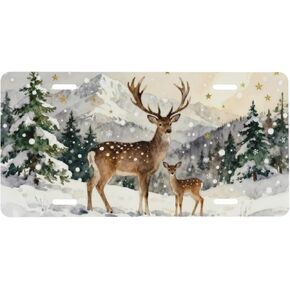 Starry Sky Wolf Forest Front License Plate Car Decorative License Plates Aluminum Metal Decor Accessory Novelty Vanity Tag Cover with 4 Holes for Men Women 6" X 12" in Kuwait