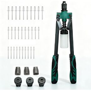 مسدس برشام بمقبض مزدوج شديد التحمل، أداة تثبيت احترافية لأعمال المعادن وإصلاح السيارات، مقابض مسامير 1/8 بوصة إلى 3/16 بوصة، مع 3 فتحات أنف قابلة للتبديل وحقيبة تخزين in Kuwait