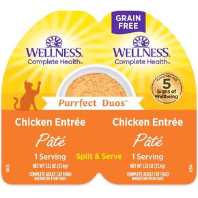 Wellness Complete Health Purrfect Duos، طعام القطط الرطب للبالغين، طبيعي، غني بالبروتين، خالي من الحبوب، 2.64 أونصة، 12 عبوة، (حزمة متنوعة من الفطائر والمرق) in Kuwait
