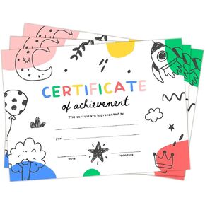 شهادات إنجاز جاردن سيتي للأطفال، شهادات جوائز 8x11، شهادات جوائز الطلاب الفارغة للفصول المدرسية، المنزل، مرحلة ما قبل المدرسة ورياض الأطفال، التخرج (25 حزمة) in Kuwait