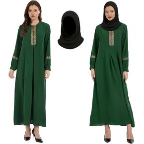 عباية نسائية مطبوعة من GYQMBT، ملابس صلاة إسلامية بسحاب بأكمام طويلة مع حجاب in Kuwait