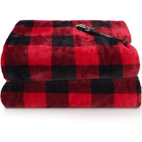 RAINOVA 12V Car Heated Blanket, 59"x 43" Electric Travel Throw with 84.65" Extended Cord, Birthday, Dual-Sided Flannel & Lambswool, Overheat Protection & EMC Certified in Saudi Arabia