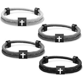 4Pcs WWJD Bracelets, Cross Bracelet for Men, Adjustable Braided Christian Bracelet for Men. Fashion Jesus Bracelets. Christian Gifts for men in Saudi Arabia