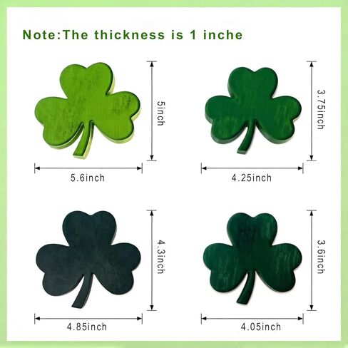 Wooden Shamrock Decorations for St. Patrick's Day, Green Irish Clover Signs, Set of 4, Table Centerpiece, Tiered Tray Decor Retro in Saudi Arabia
