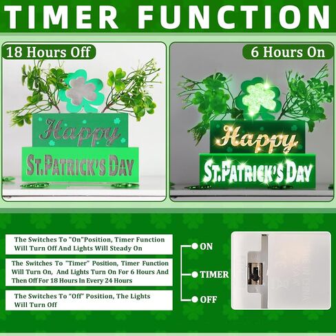 St. Patricks Day Decorations St Patricks Day Table Centerpieces St Patricks Wooden Blocks Sign with Lighted 3D Letters Timer Shamrocks and Flowers St. Patrick's Day Decor for Home Table Tiered Tray in Saudi Arabia