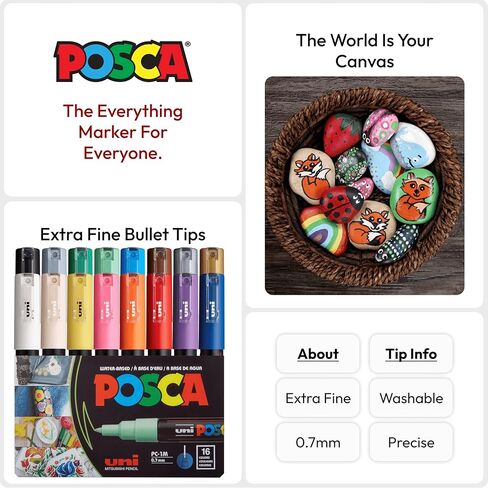 16 Posca Markers - Coloring Markers, Art Supplies for Rock Painting, Fabric Art, and More - Paint Pens for School and Crafts in Saudi Arabia