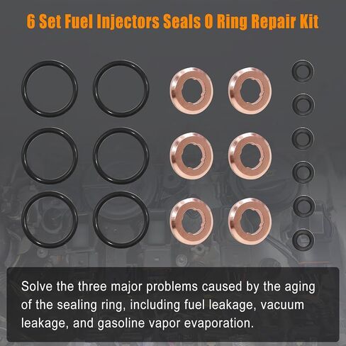 6 Set Fuel Injectors Seals O Ring Repair Kit Compatible with Audi Volkswagen Q5 Q7 Q8 A4 A5 A6 A7 Amarok Touareg 3.0 TDI Replace 059130519B 059130119 05A130519 in Saudi Arabia
