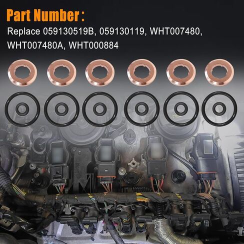 6 Set Fuel Injectors Seals O Ring Repair Kit Compatible with Audi Volkswagen Q5 Q7 Q8 A4 A5 A6 A7 Amarok Touareg 3.0 TDI Replace 059130519B 059130119 05A130519 in Saudi Arabia