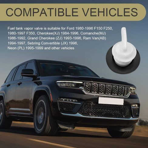 Fuel Tank Vent Valve, Gas Tank Vent Rollover Valve with Grommet Seal Kit, Car Accessories Fuel Tank Vent Plug Compatible for Jeep Wrangler, Ford F150 F250 1980-1996, F350 1980-1997 in Saudi Arabia