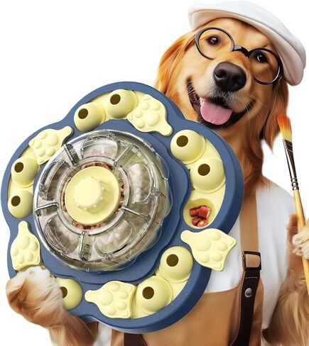 KADTC U.S. Brand & Design -3 Levels of Challenge - Spinning Dog Puzzle Toy for Small/Medium/Large Dogs Puzzles Feeder Treat Slow Dispenser Puppy Food Feeding Enrichment Toys Christmas & New Year Gift in Kuwait