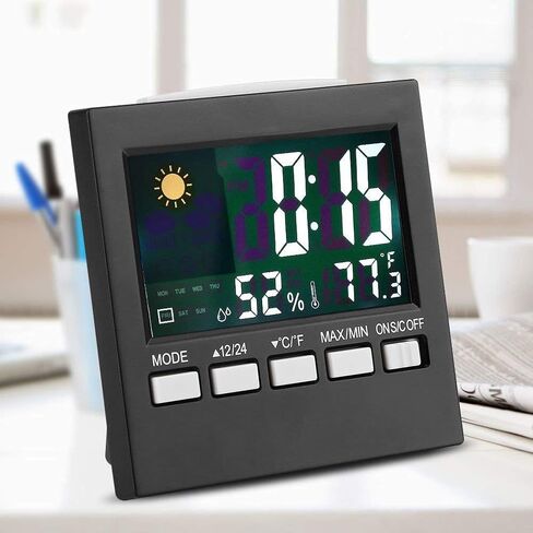 Multifunctional Alarm Clock Weather Station Monitor Sensor for Home Office Wine Cellar Home Temperature & Humidity Station with Indoor/Outdoor Sensors in Saudi Arabia
