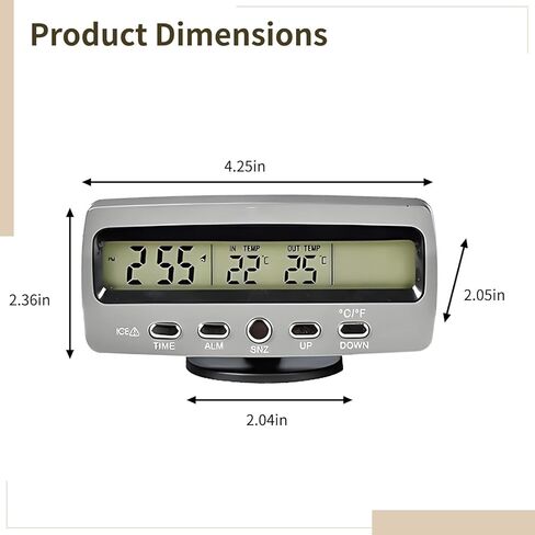 ساعة رقمية للوحة قيادة السيارة، مع مقياس حرارة داخلي وخارجي لقياس درجة الحرارة في السيارة ومراقبة الرطوبة in Kuwait