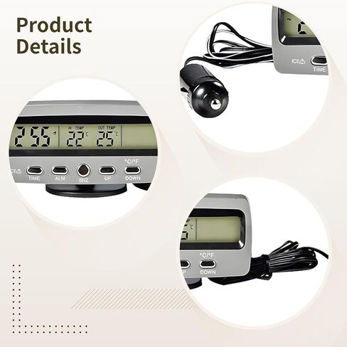 ساعة رقمية للوحة قيادة السيارة، مع مقياس حرارة داخلي وخارجي لقياس درجة الحرارة في السيارة ومراقبة الرطوبة in Kuwait