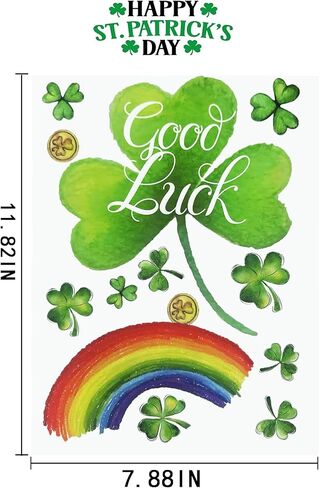 St Patricks Day Window Clings,Shamrock Window Clings for Glass Windows, 8 Sheets 120PCS (St. Patrick's Day) in Kuwait